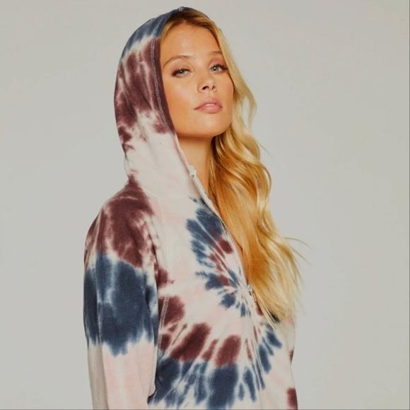 Chaser batwing tiedye raglan half zip hoodie size S - Picture 2 of 8